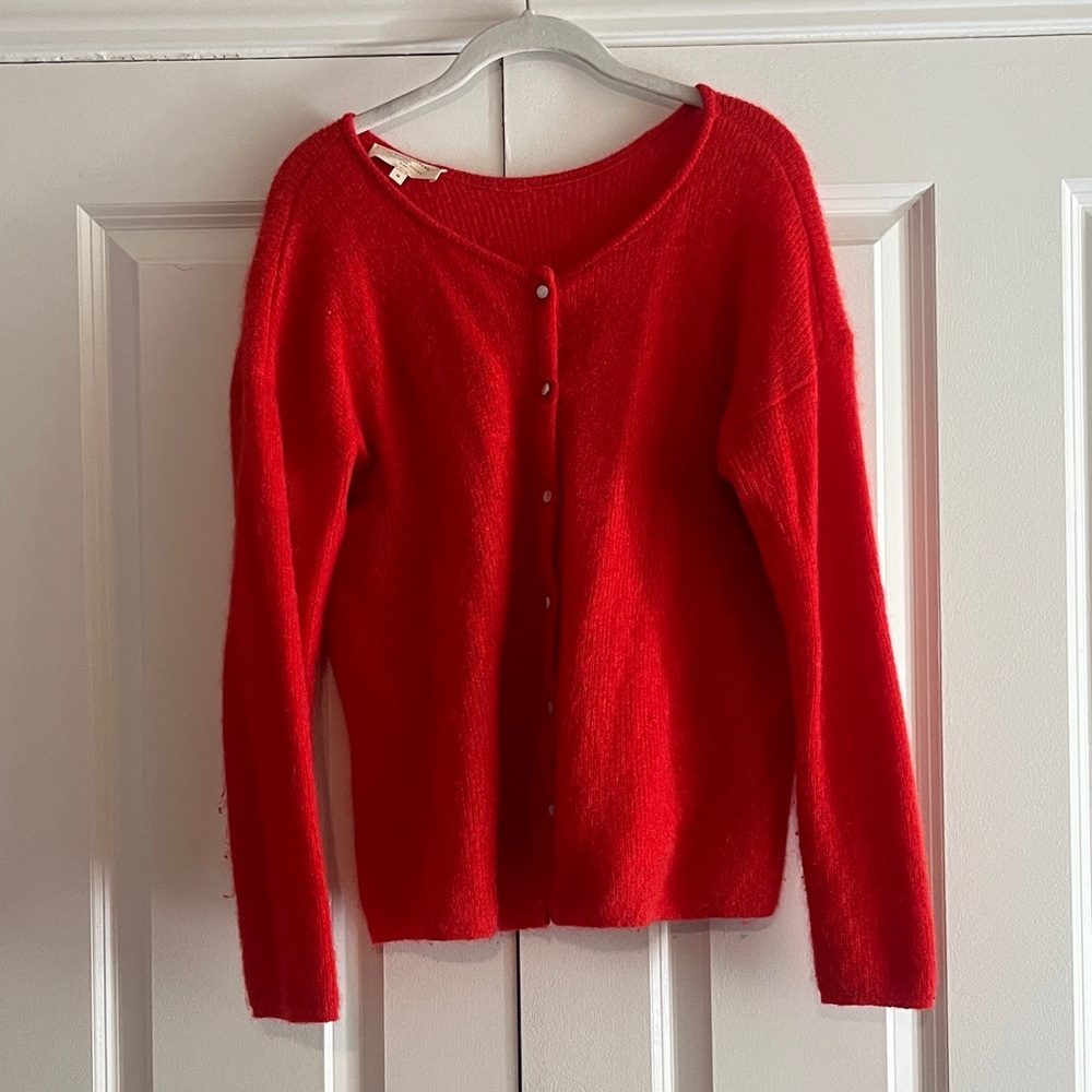 Sezane Vibrant Red Button-Front Women's Cardigan